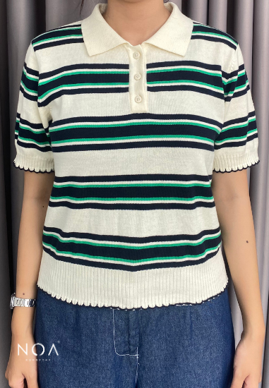 HARUME Striped Knitted Blouse