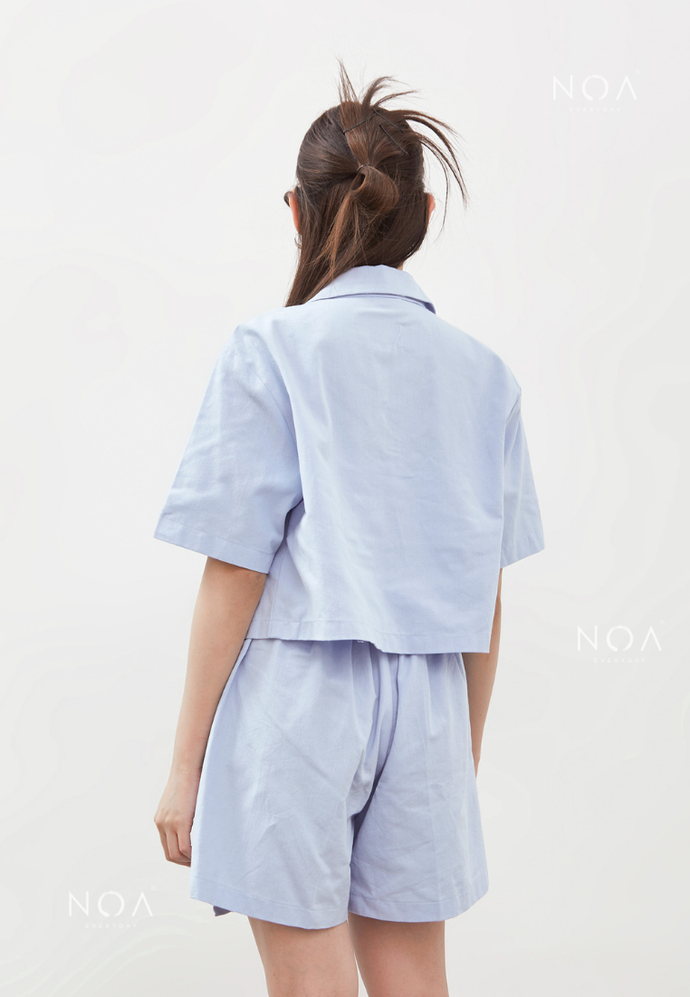 AERI Linen Boxy Basic Shirt - Baby Blue