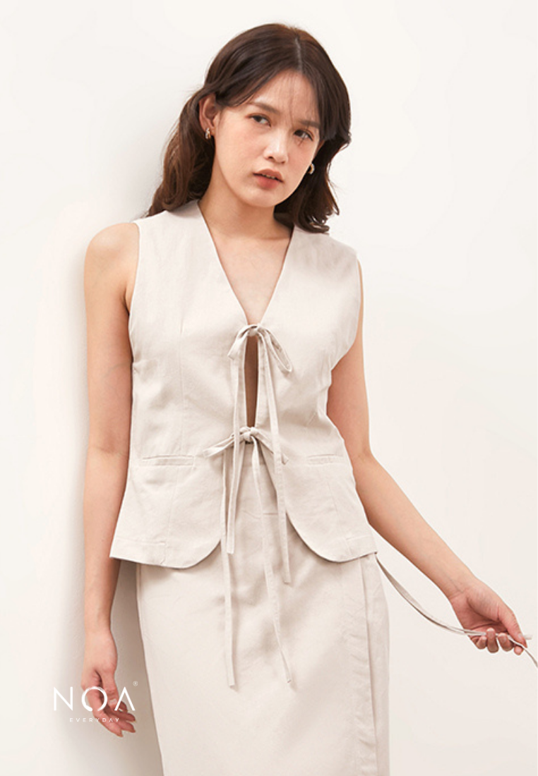 HIKARU Ribbon Vest - Light Cream