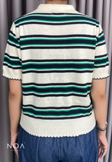 HARUME Striped Knitted Blouse