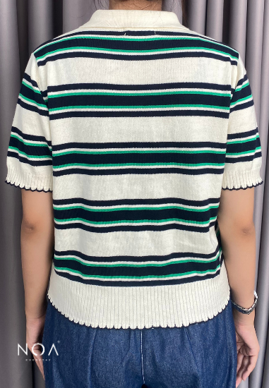 HARUME Striped Knitted Blouse