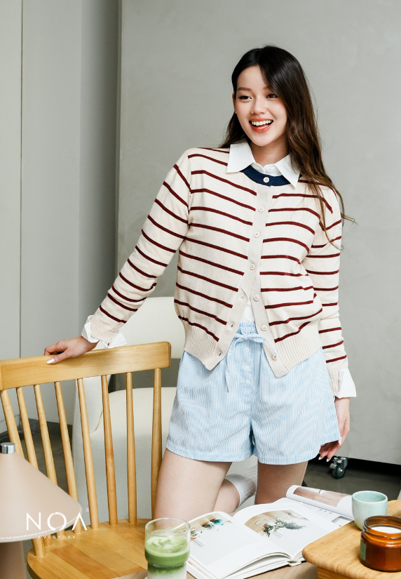 UME Basic Stripes Knitted Cardigan
