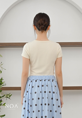 SORAI Rib Henley Short Sleeve Tee
