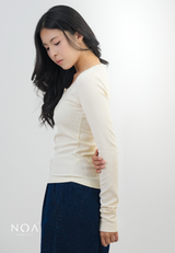 MIORI Rib Henley Long Sleeve Tee