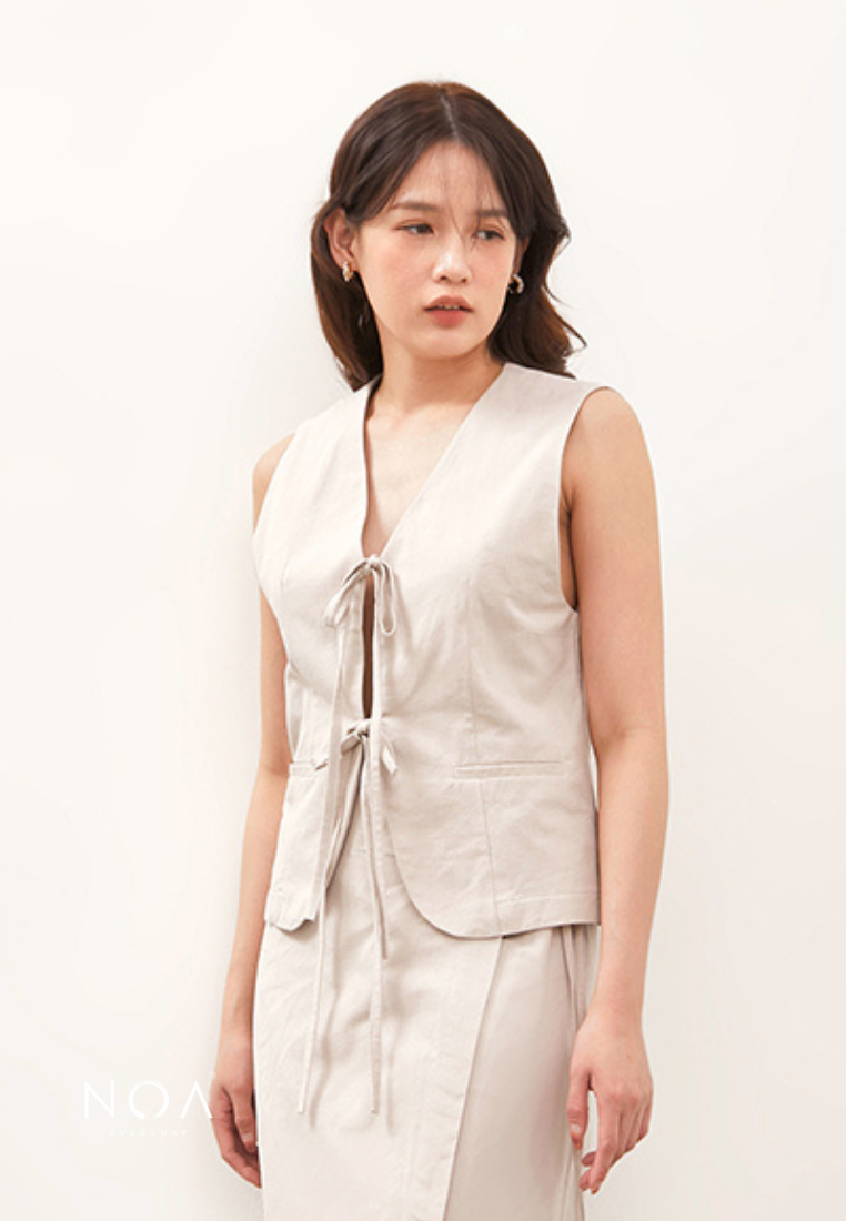 HIKARU Ribbon Vest - Light Cream