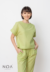 SET PROMO : AKIKO Basic Linen Blouse with AKIKO Basic Linen Pants - Green