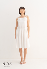 MISUMI Sleeveless Pleated Linen Dress - White