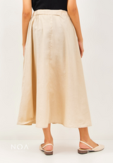 RISAKO Ruffle Flowing Maxi Skirt - Cream