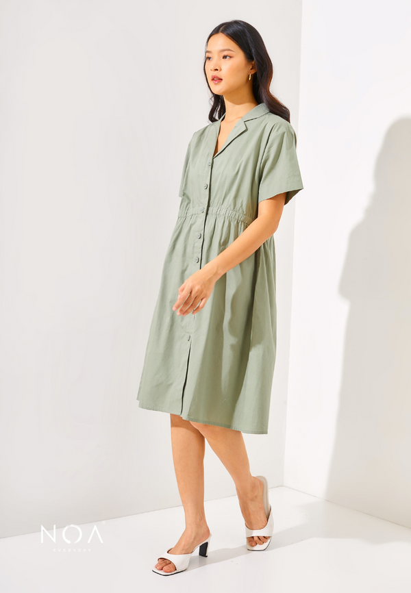 Nari Midi Shirt Dress - Olive