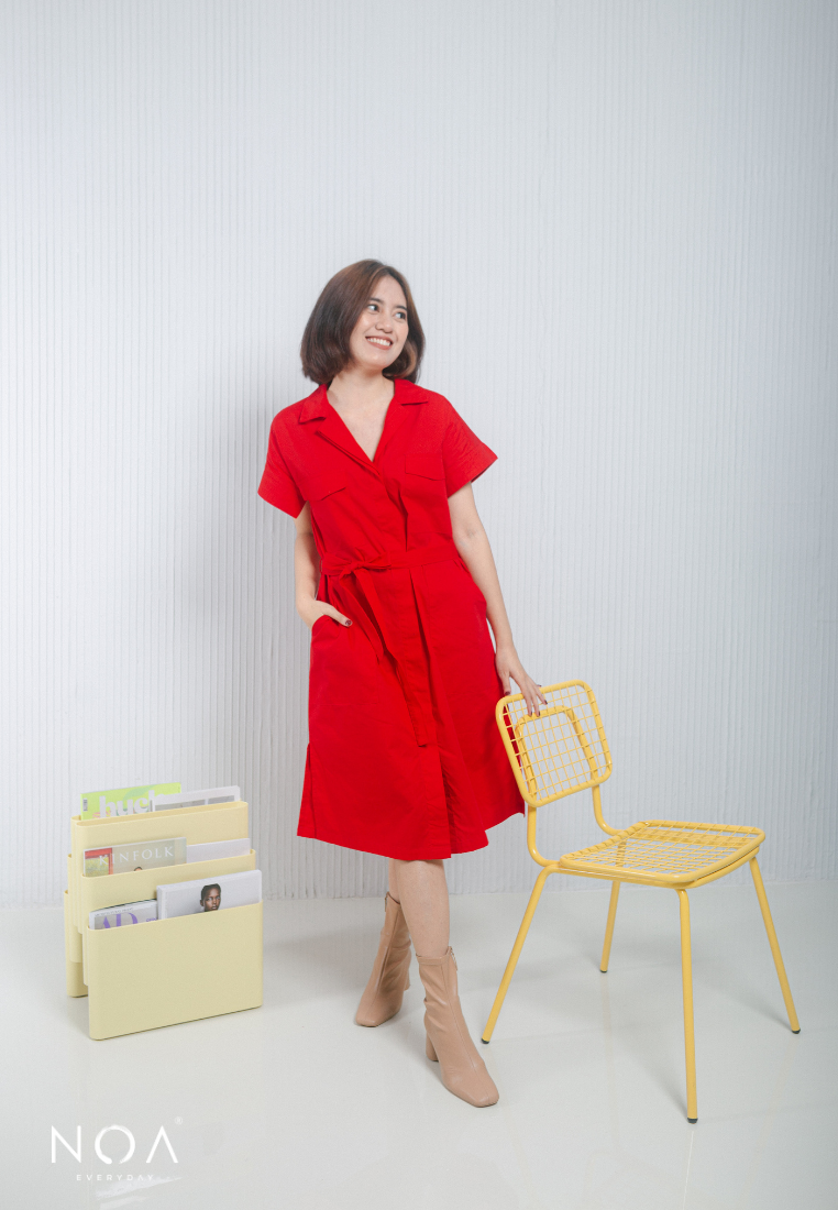 MIYAKO Shirt Dress - Red