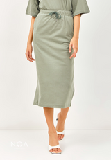 SAKIKO Midi Sweat Skirt - Green
