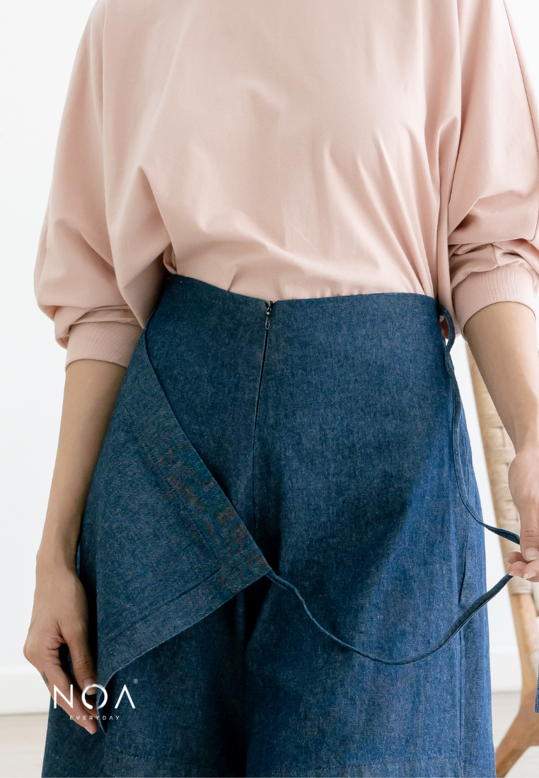 AERI Linen Bow Tie Skort - Denim