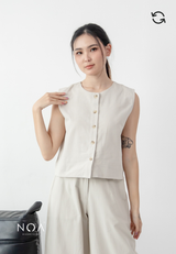 NAGISA Reversible Button Blouse - Light Cream