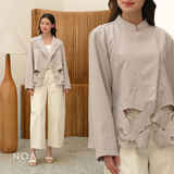 KAZANE Embroidery Long Sleeve Blazer