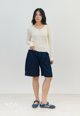 MIORI Rib Henley Long Sleeve Tee