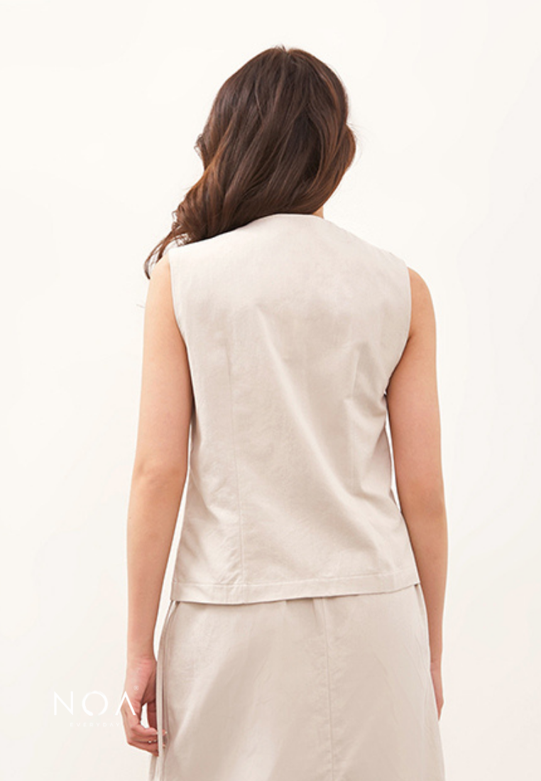 HIKARU Ribbon Vest - Light Cream