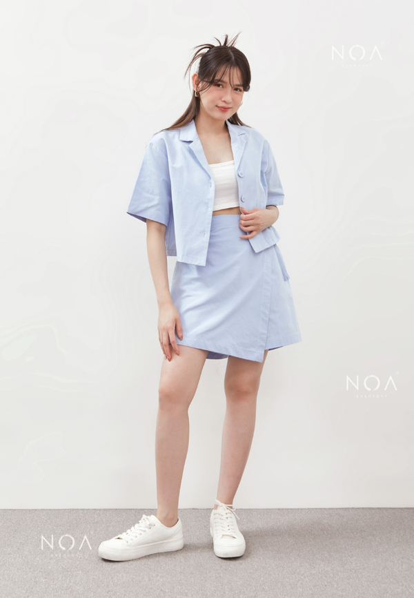 AERI Linen Bow Tie Skort - Baby Blue