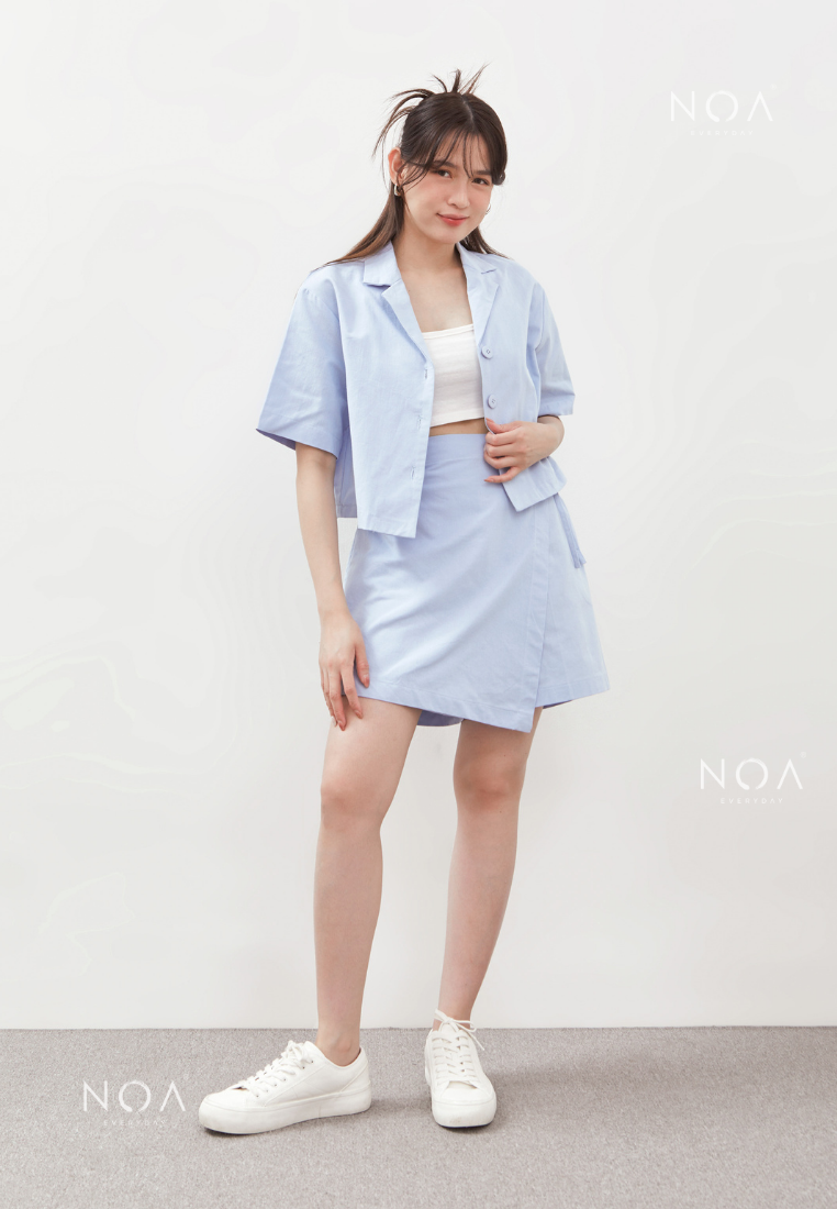 AERI Linen Bow Tie Skort - Baby Blue