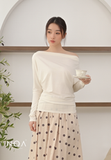 MINASE Rayon Off Shoulder T-Shirt