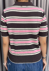 HARUME Striped Knitted Blouse