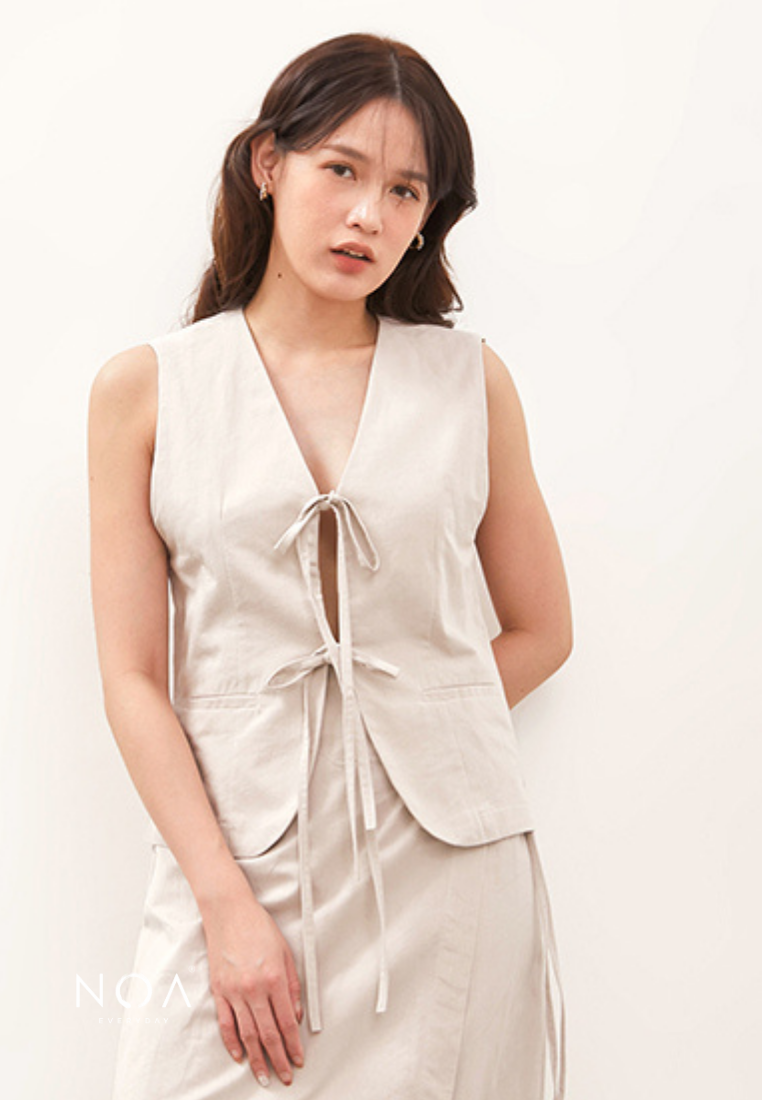 HIKARU Ribbon Vest - Light Cream