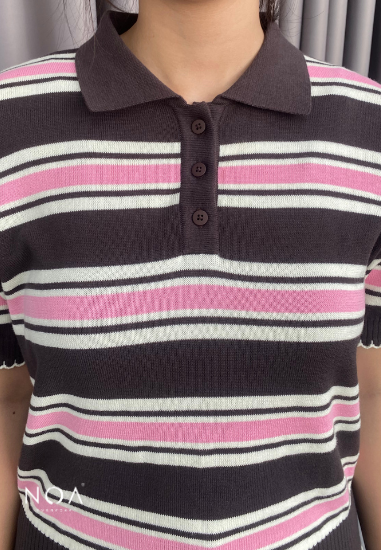 HARUME Striped Knitted Blouse