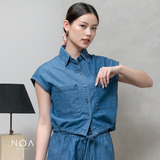 JINZU Denim Drawstring Sleveeless Shirt
