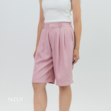 KANARI Denim & Striped Bermuda Pants