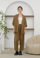 ICHIKA Basic Linen Balloon Ankle Pants