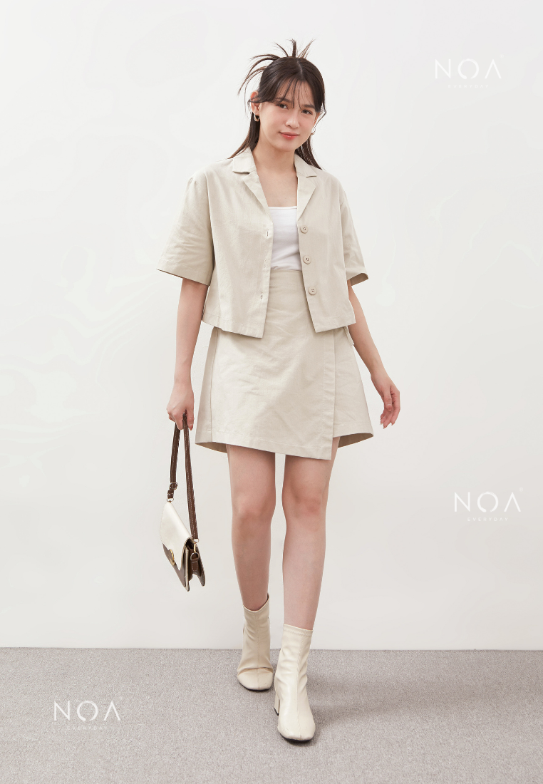 AERI Linen Bow Tie Skort - Light Cream