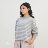 NOAeveryday | ETSU Striped Boxy Longsleeve T-Shirt | Atasan Wanita | Kaos Garis Lengan Panjang Wanita