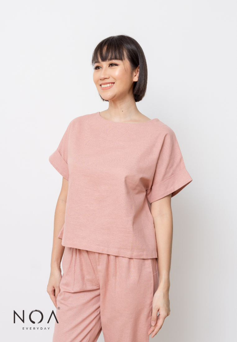 Deals ~ AKIKO Basic Linen Blouse - Dusty Pink