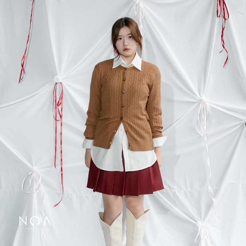 MIONA Knitted Cable Long Sleeve Cardigan