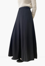 RAIKO Pleated Flowing Maxi Skirt - Black