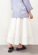 RISAKO Ruffle Flowing Maxi Skirt - White