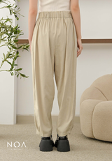 ICHIKA Basic Linen Balloon Ankle Pants