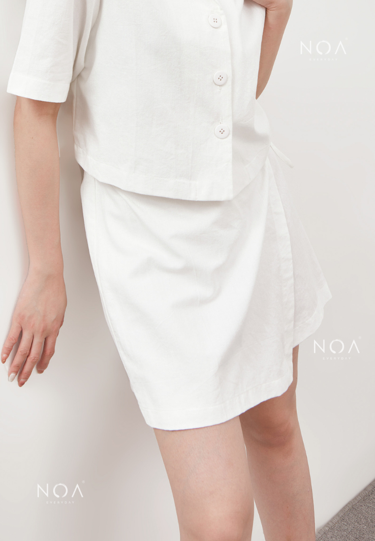 AERI Linen Bow Tie Skort - White