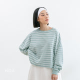 NOAeveryday | ETSU Striped Boxy Longsleeve T-Shirt | Atasan Wanita | Kaos Garis Lengan Panjang Wanita