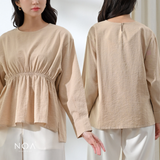 KIOMI Linen Look Peplum Blouse