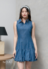 JINZU Denim Balloon Mini Sleeveless Dress