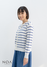 UME Basic Stripes Knitted Cardigan - Blue