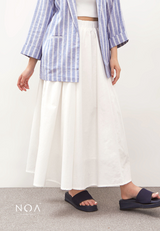 RISAKO Ruffle Flowing Maxi Skirt - White