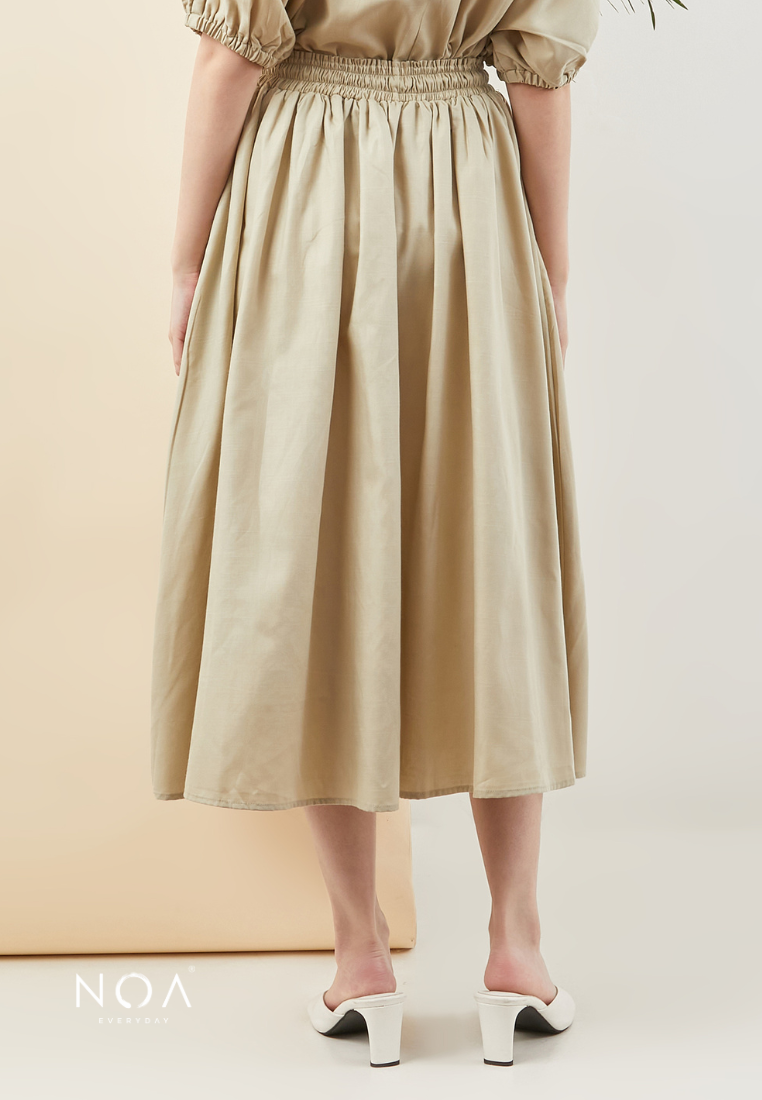 KOMAKO Drawstring Midi Skirt - Cream