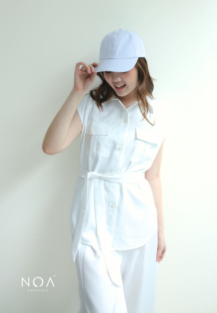 RYOKO Pocket Sleeveless Shirt - White