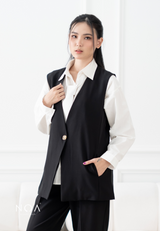 ARISA Button Pocket Vest - Black