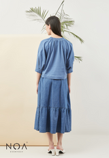 SHAMON Puff Sleeve Blouse - Blue