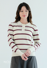 ENNO Knitted  Polo Long Sleeve Blouse