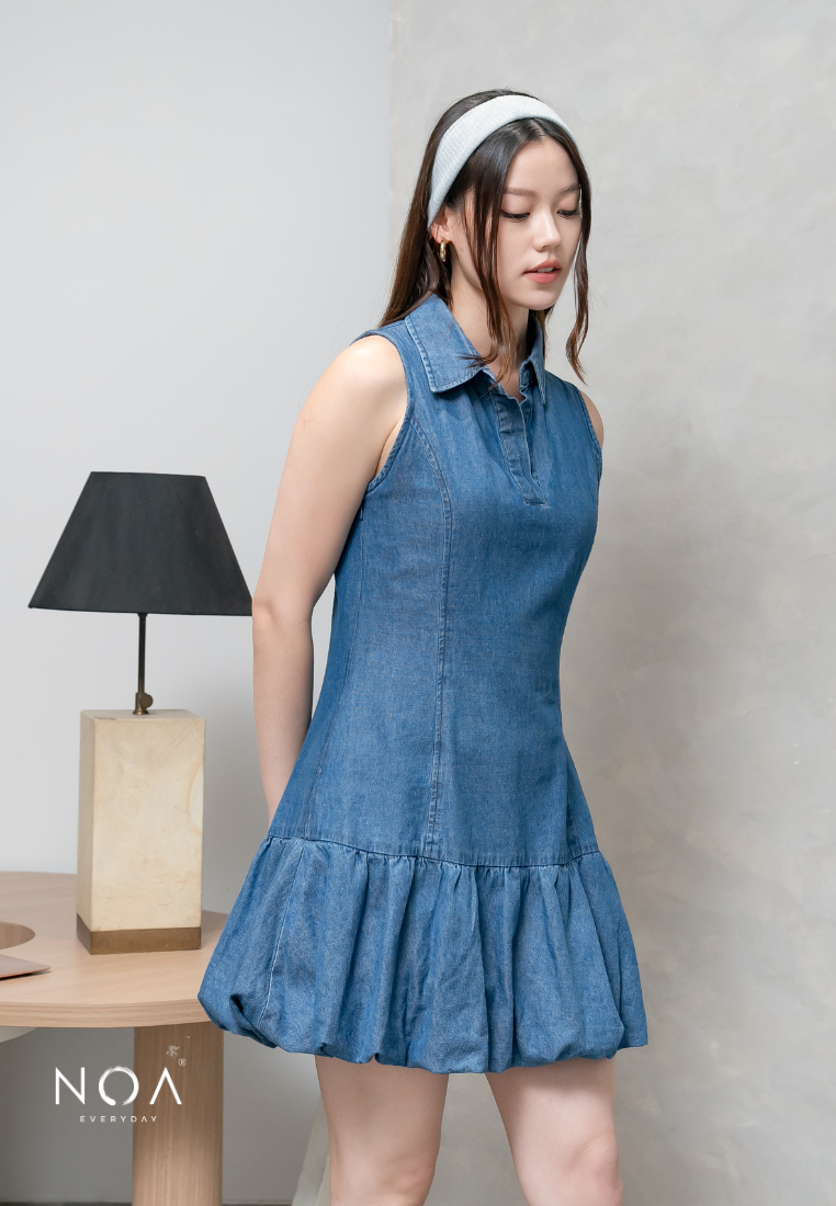 JINZU Denim Balloon Mini Sleeveless Dress