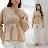 KIOMI Linen Look Peplum Blouse