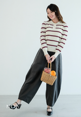 ENNO Knitted  Polo Long Sleeve Blouse